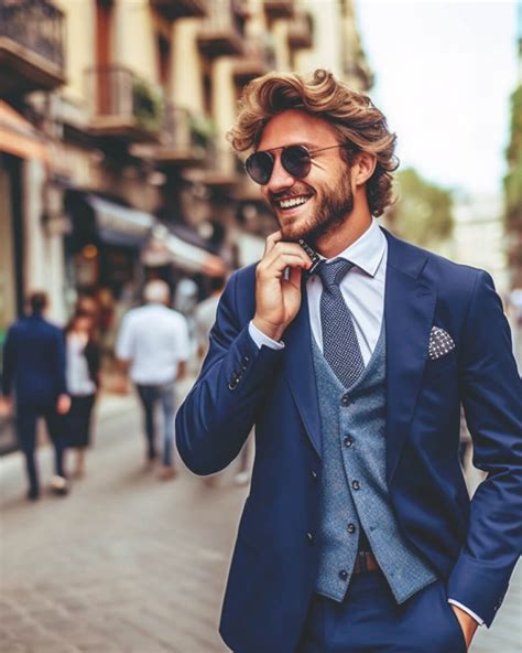 navy blue suit with blue tie